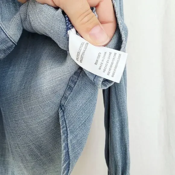 new! Billy T Pool Stripes Shirt Denim M Casual Top Blue Jean NWT Western Country - Picture 6 of 11